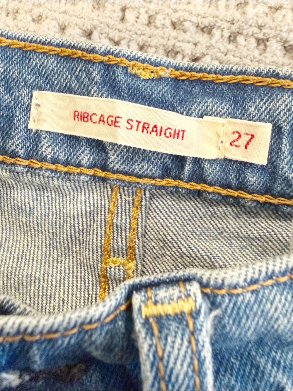 LEVI’S Ribcage Straight Jeans size 27 Rigid Denim High Rise - Picture 6 of 11